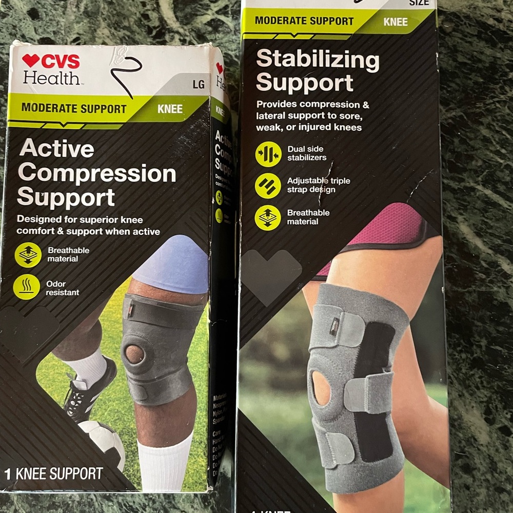 2 Knee Supports Braces - Gray